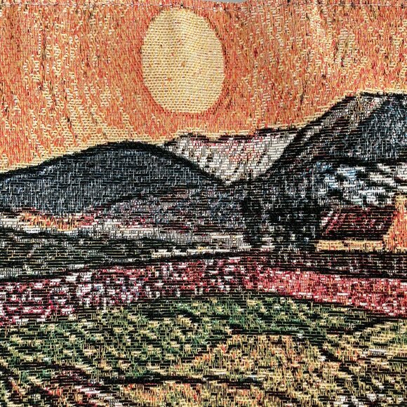 Textured Landscape Print Lined Zip Closure Shopping Utility Tote Bag Multi Color - Picture 7 of 9